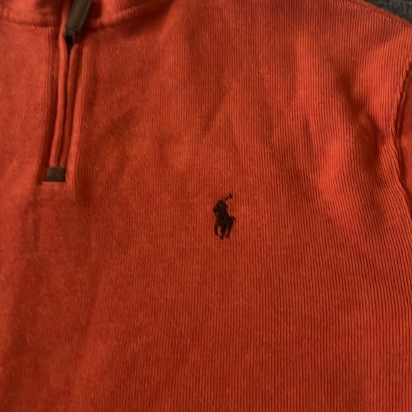 Polo ralph lauren 1/4 zip pull over. Excellent condition. Size large. Orange - Picture 2 of 3